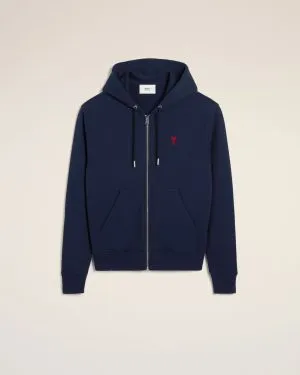 Hoodie Bleu Marine Zippé Ami de Coeur En Coton