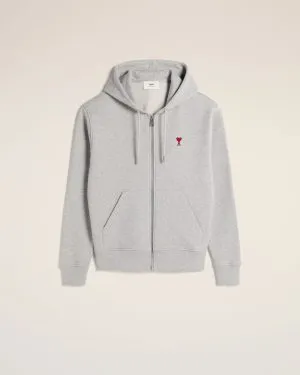 Hoodie Gris Zippé Ami de Coeur En Coton