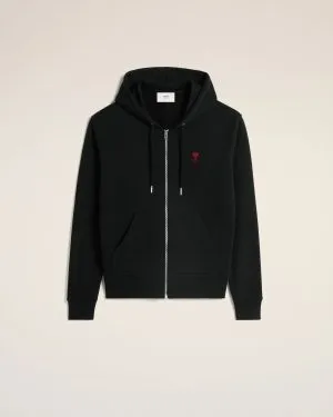 Hoodie Noir Zippé Ami de Coeur En Coton